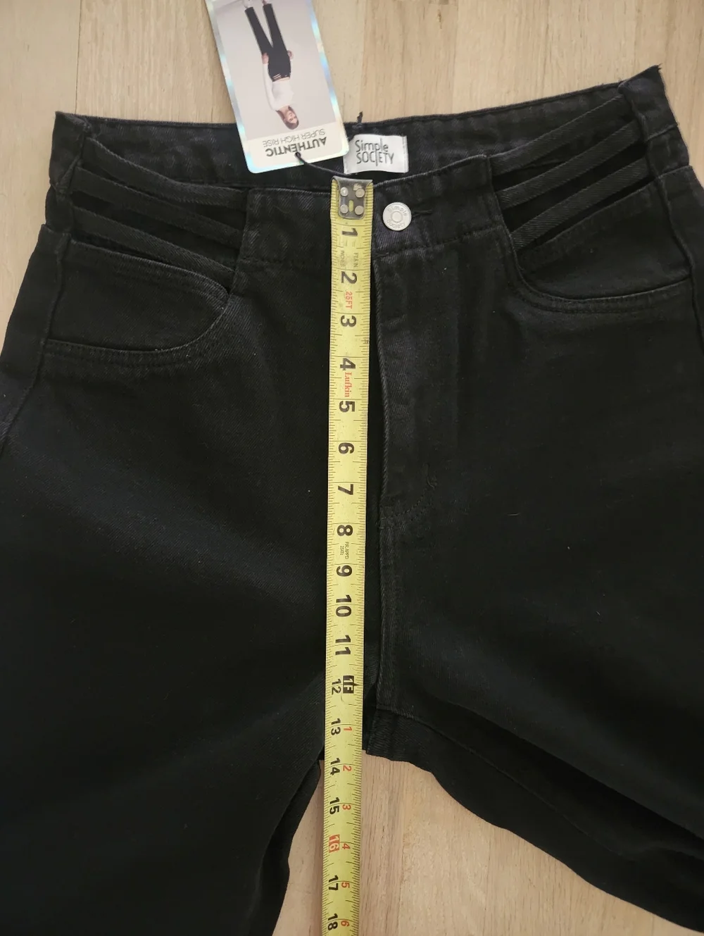 NWT Simple Society Black Cutout Hip Super High Rise Jeans Straight Leg Size 9/29